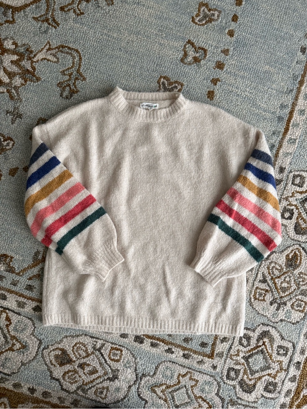 Mod Boutique Striped Sleeve Crewneck Sweater